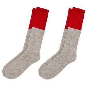 Northeast Outfitters Men's Heavyweight Bootsock 2-Pack Grey Red Fits Size 8-12